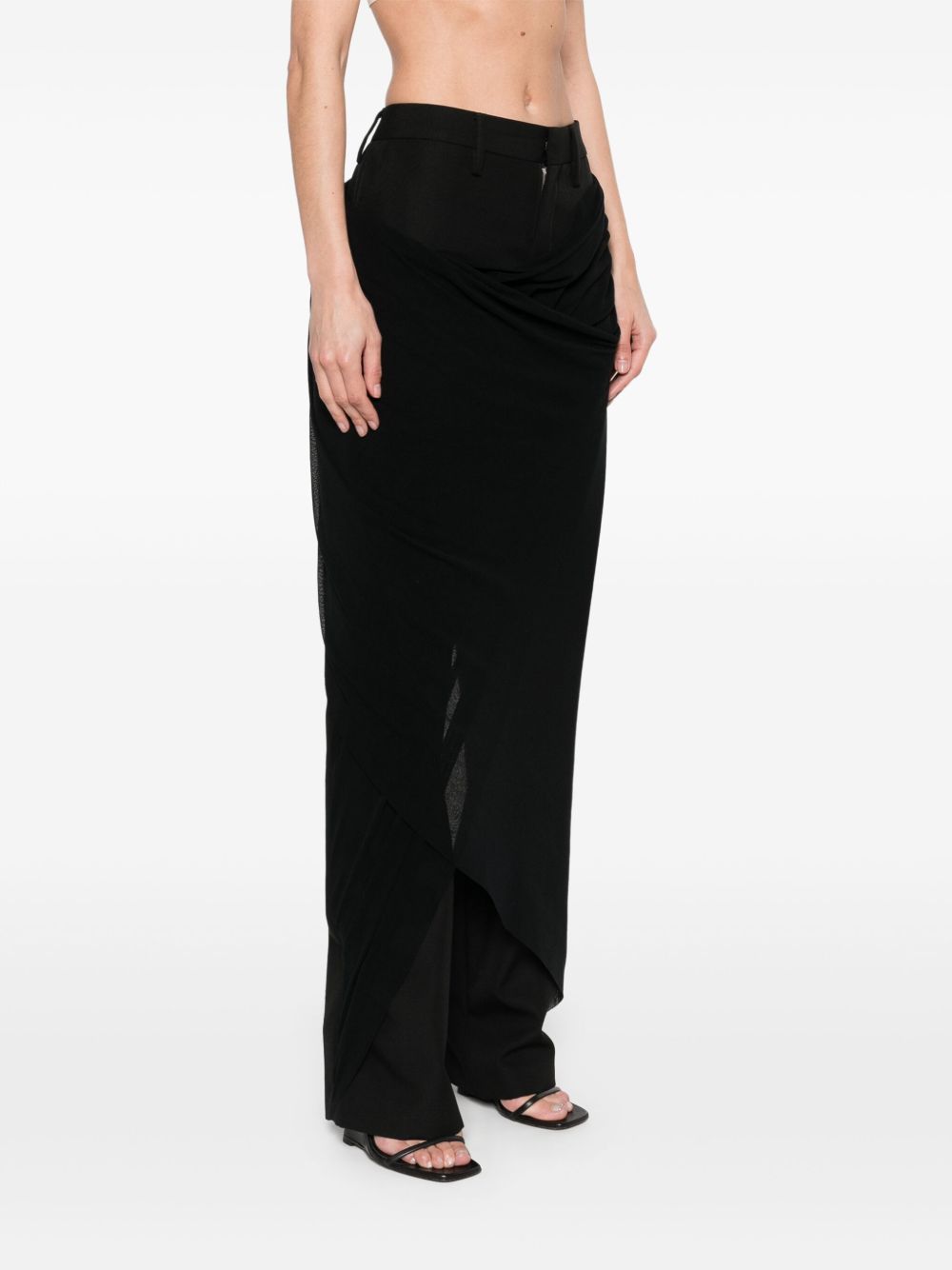 パンツ JeanPaul GAULTIER TAILORED PANT WITH MESH SARONG Jean Paul Gaultier Tailored Pant With Mesh Sarong In Black
